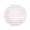 Cerise Frenchie Striped Small Plates, Pack of 8