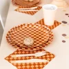 Check It! Café Con Leche Check Guest Napkins, Pack of 16