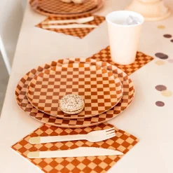 Check It! Café Con Leche Check Guest Napkins, Pack of 16