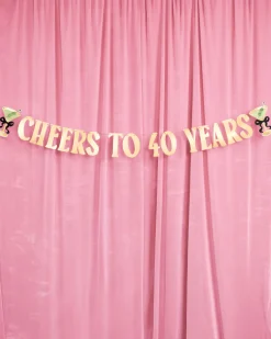 Cheers to 40 Years Banner - gold foil banner