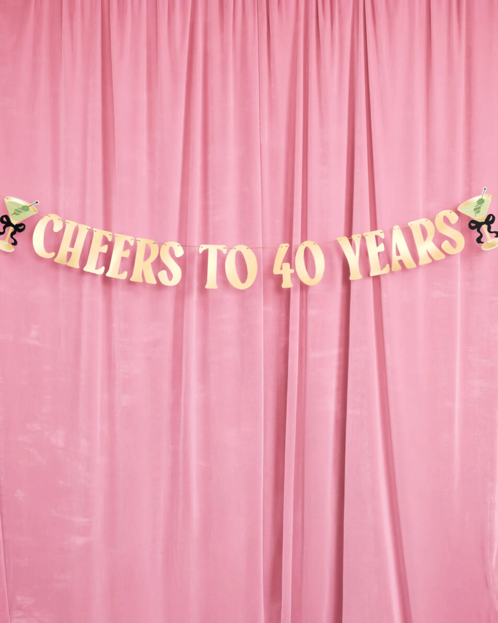 Cheers to 40 Years Banner - gold foil banner