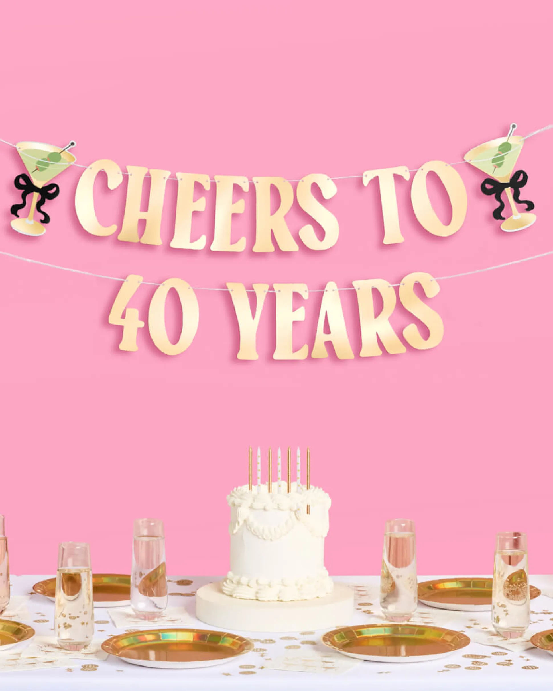 Cheers to 40 Years Banner - gold foil banner