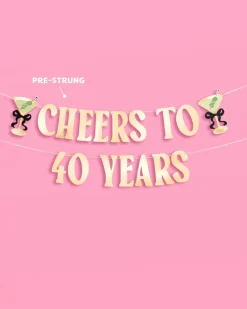 Cheers to 40 Years Banner - gold foil banner