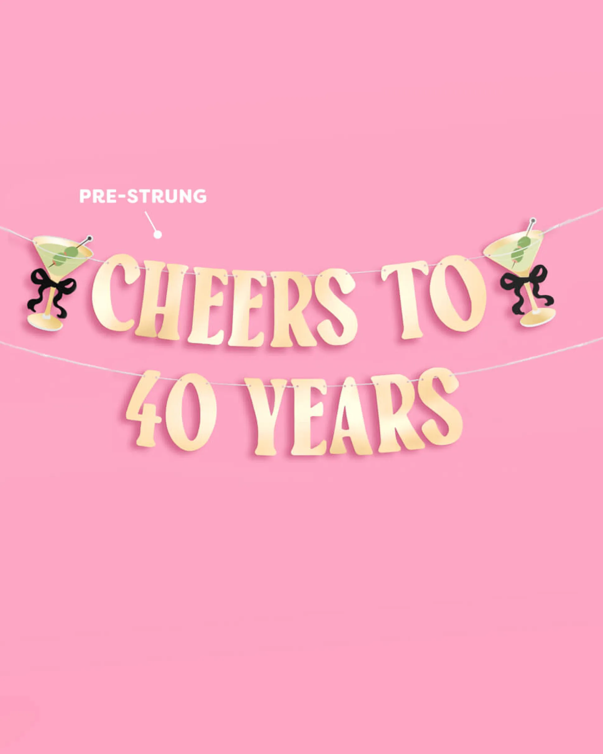 Cheers to 40 Years Banner - gold foil banner