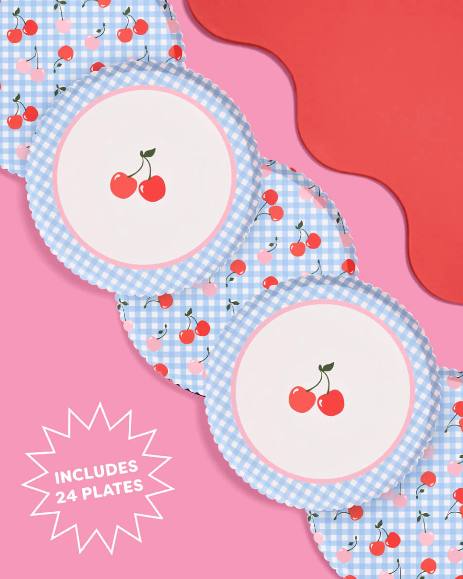Cherry Plates, Pack of 24