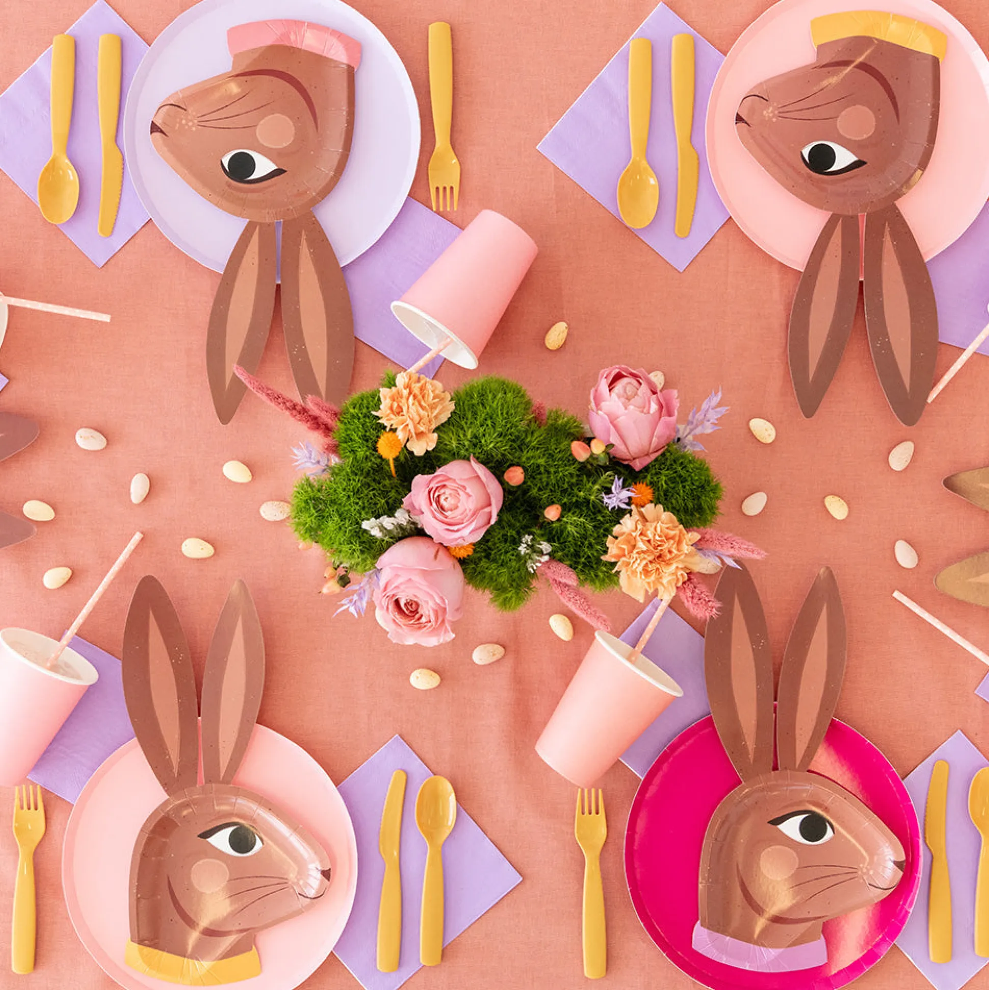 Chocolate Bunny Dinner Plates, Pack of 8