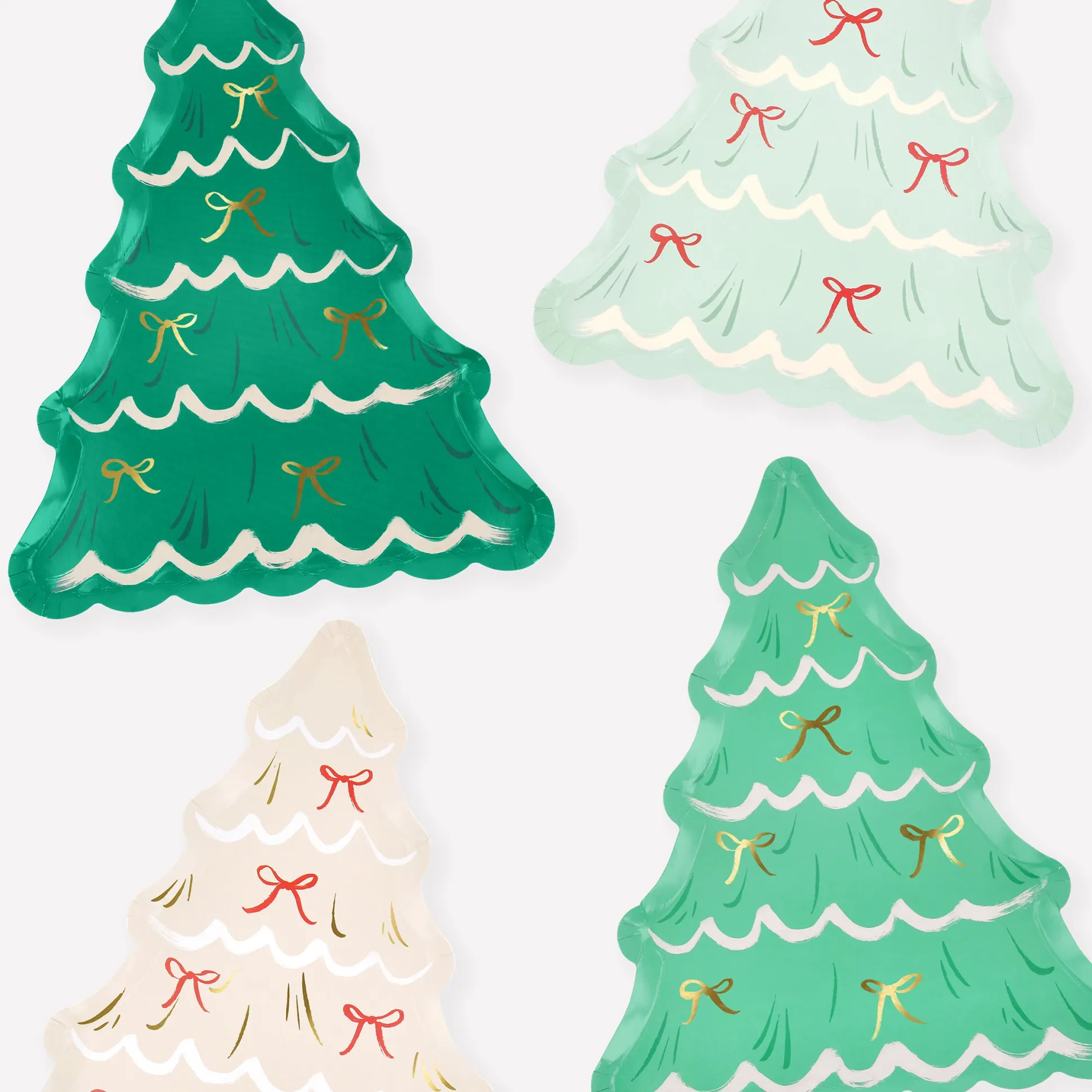 Christmas Tree With Bows Plates, Pack of 8