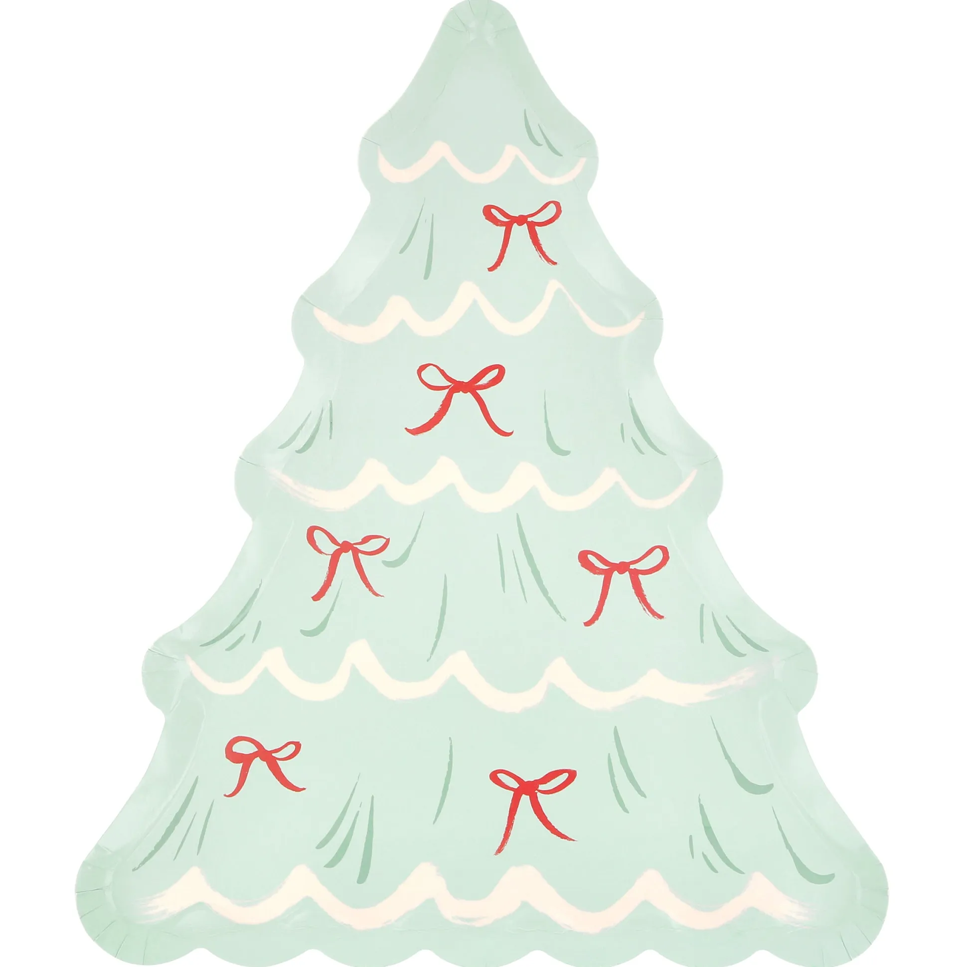 Christmas Tree With Bows Plates, Pack of 8