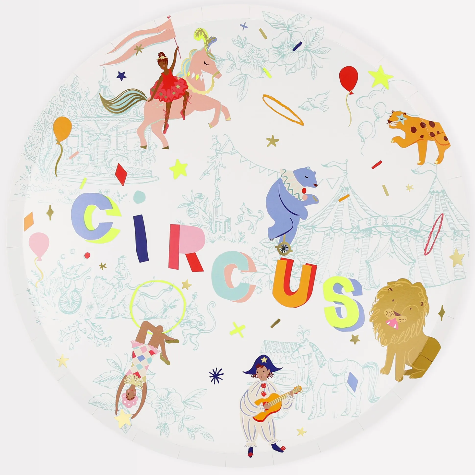 Circus Dinner Plates, Pack of 8