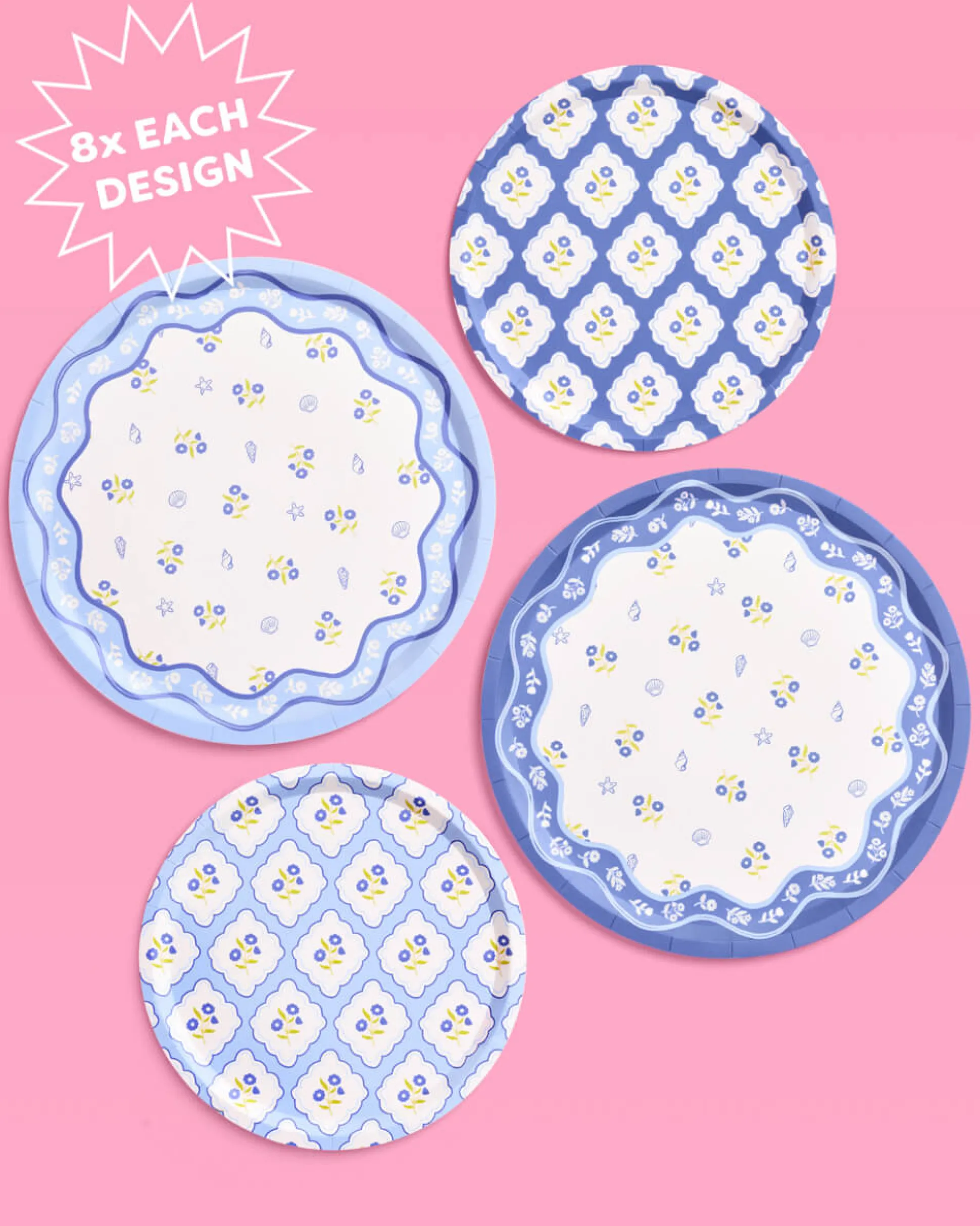 Coastal Plates, Pack of 32 (2 sizes)