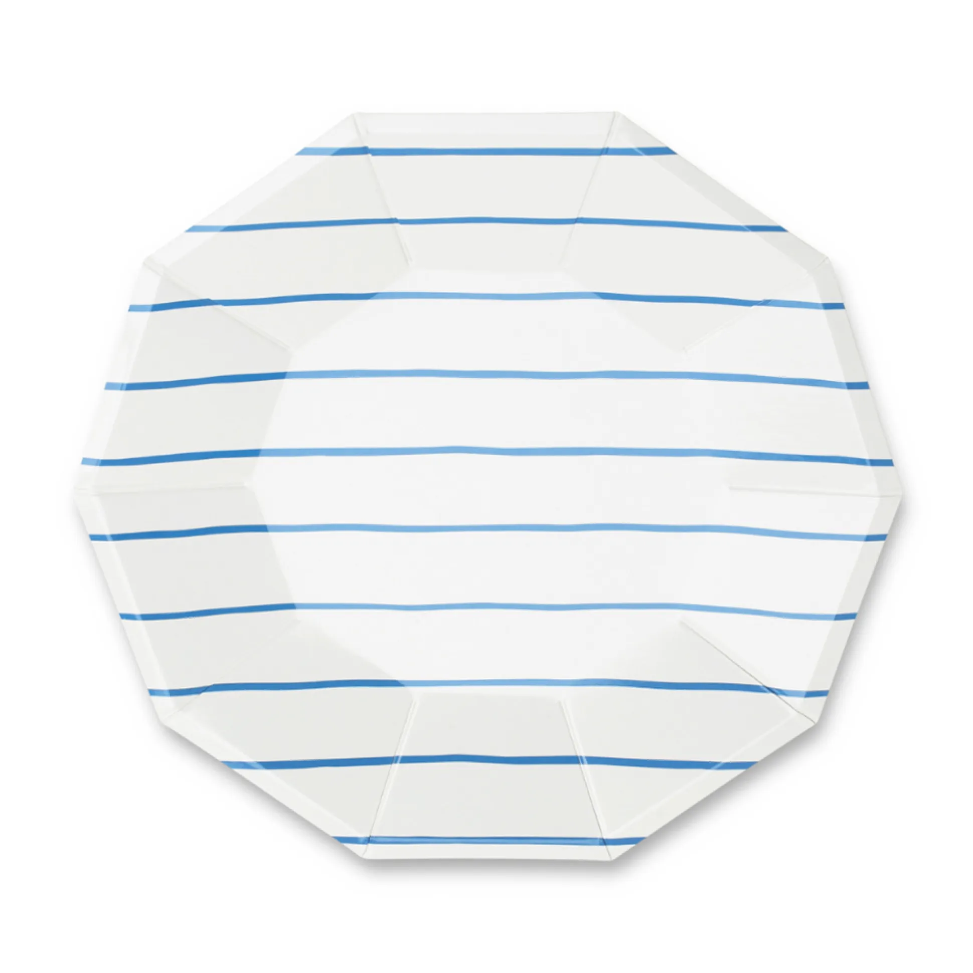 Cobalt Frenchie Striped Large Plates, Pack of 8