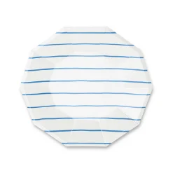 Cobalt Frenchie Striped Small Plates, Pack of 8