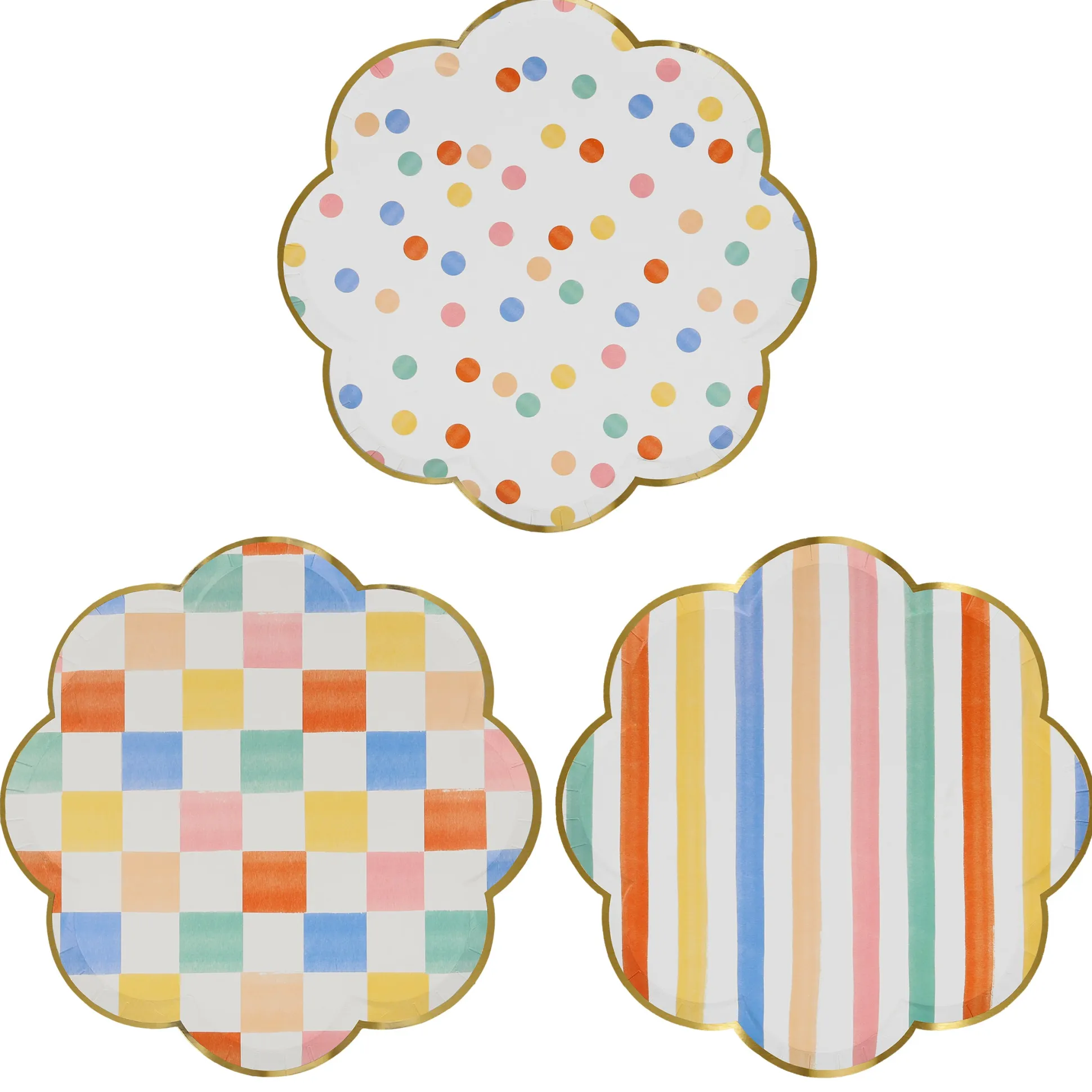 Colorful Pattern Dinner Plates, Assorted Pack of 8