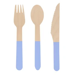 Cornflower Blue Wooden Cutlery Set, Pack of 24