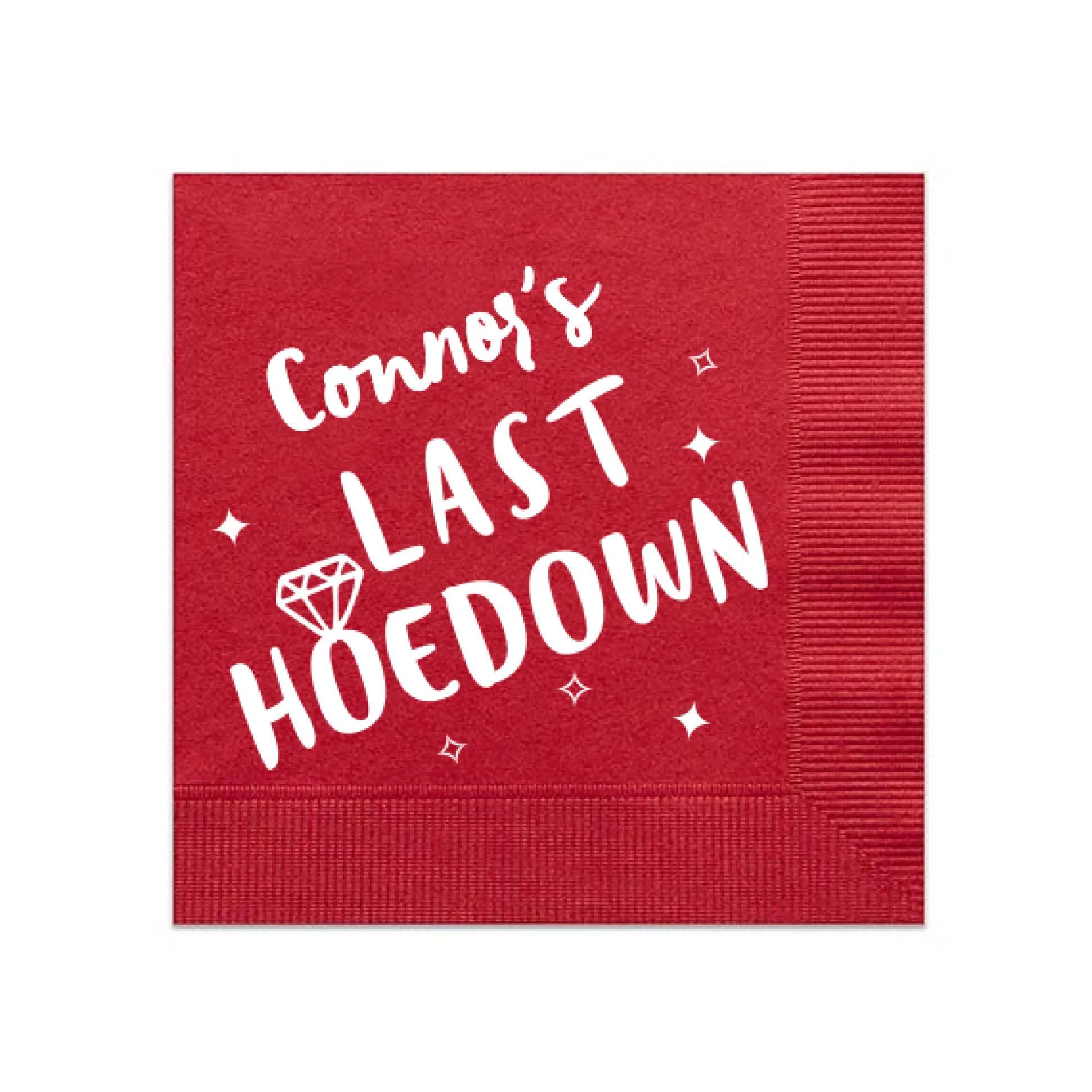 Cowgirl Bachelorette Personalized Napkin, White Foil