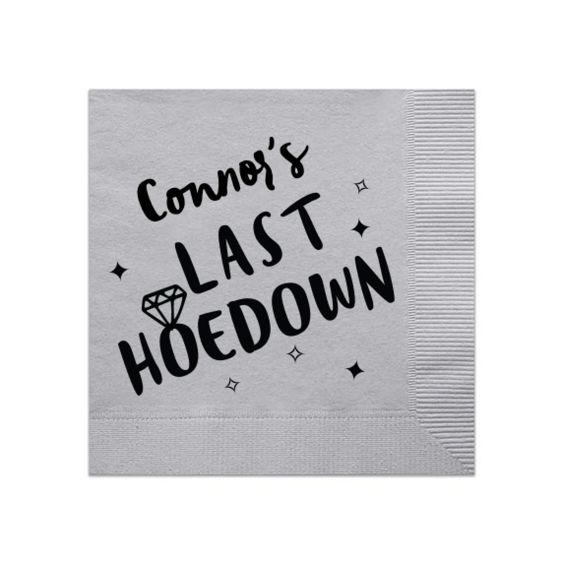 Cowgirl Bachelorette Personalized Napkin, Black Foil