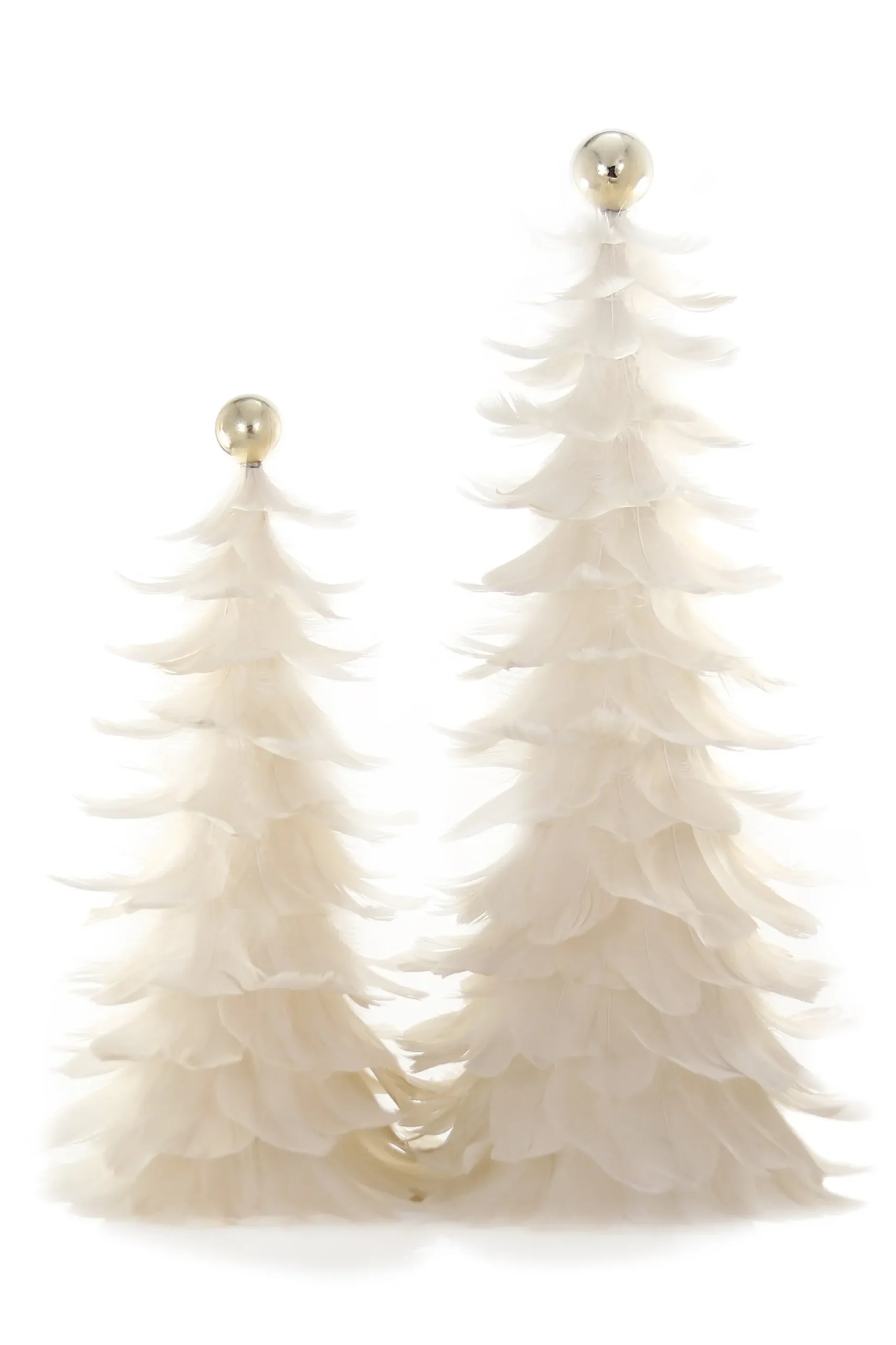 Cream Feathered Tree, Set of 2
