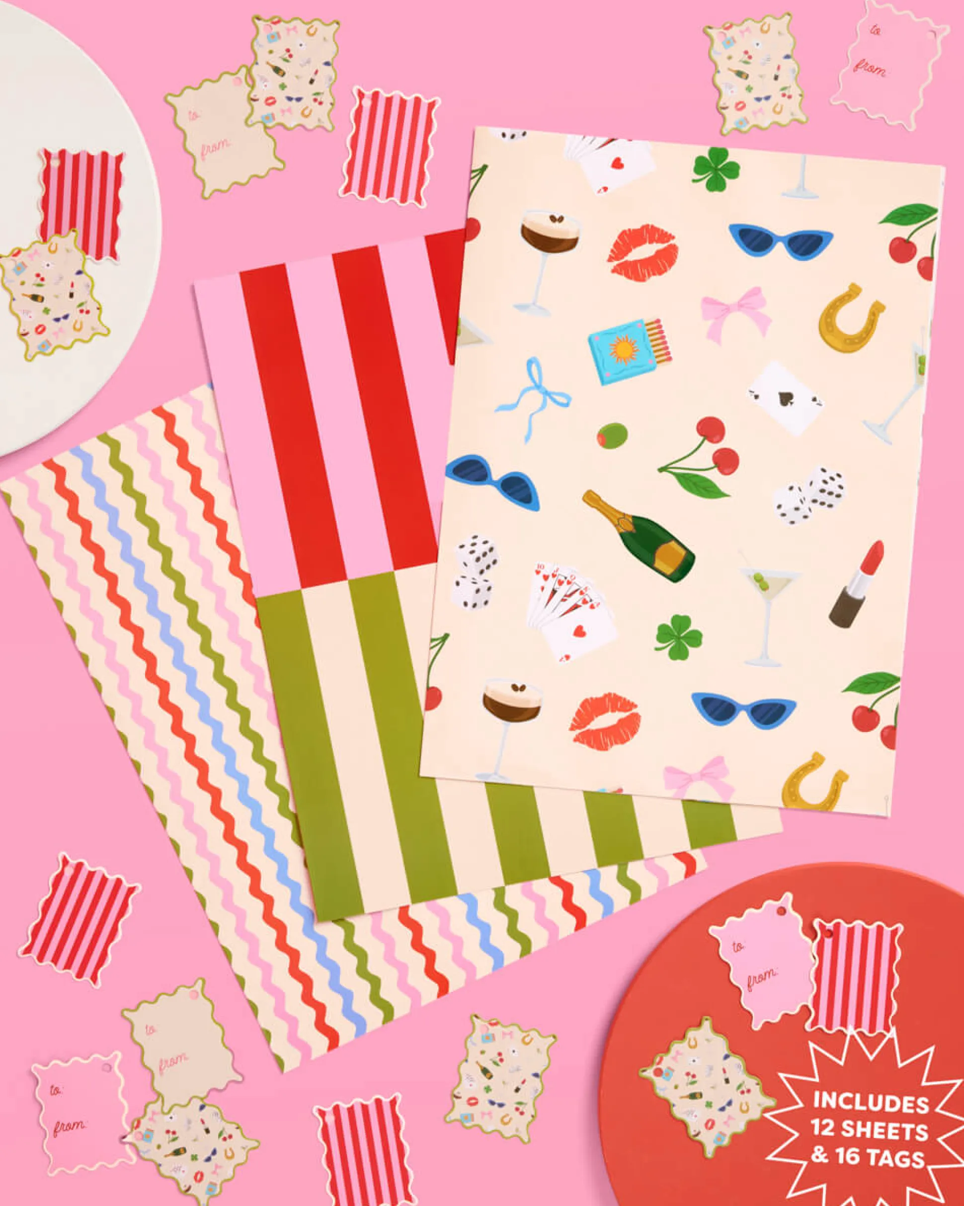 Cute Girl Wrapping Paper - 12 sheets + 16 tags
