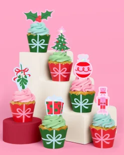 Deck the Cupcakes Set - 24 sets of liners + toppers