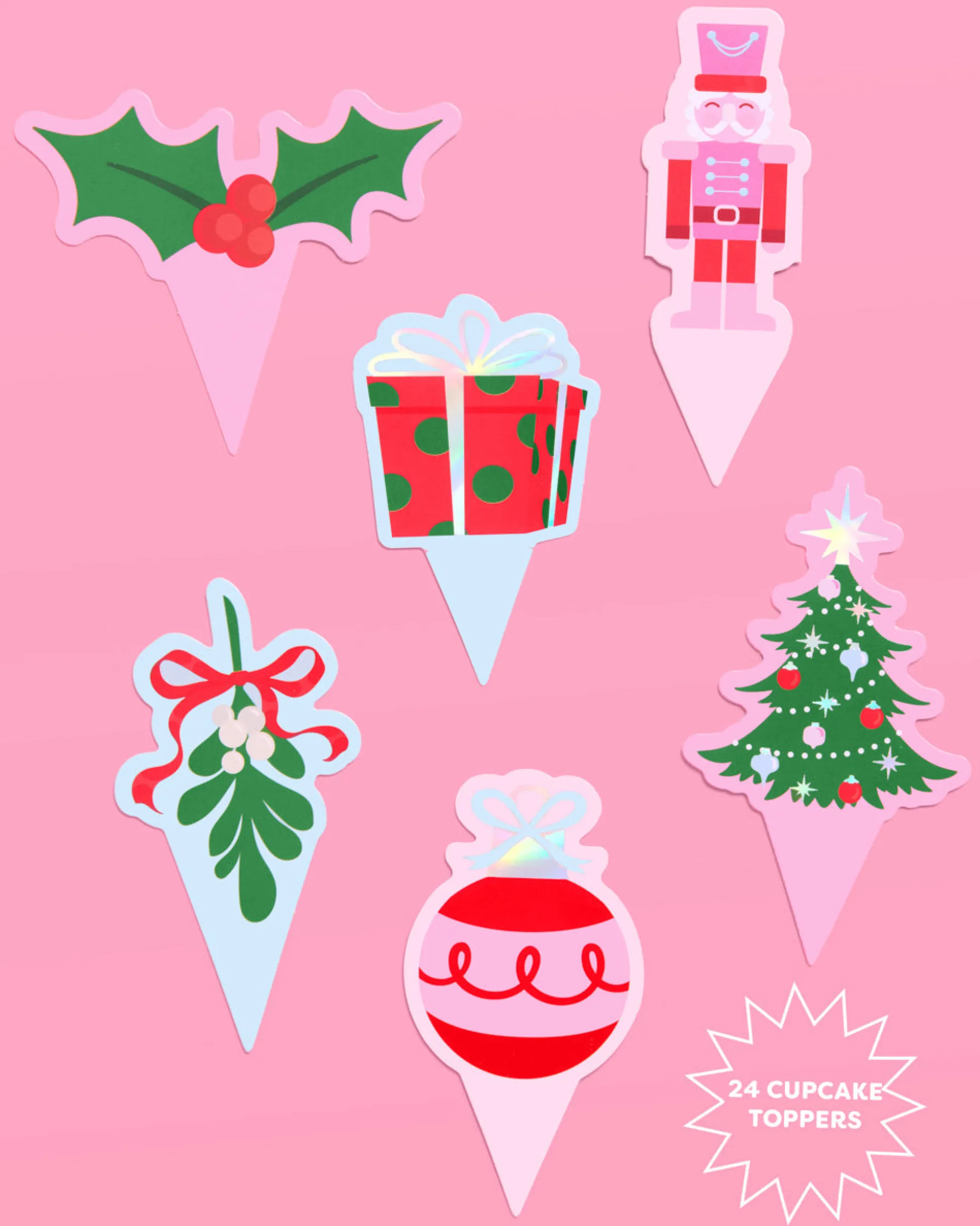 Deck the Cupcakes Set - 24 sets of liners + toppers