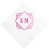 Deco Diamond Personalized Cocktail Napkin, Fuchsia Foil