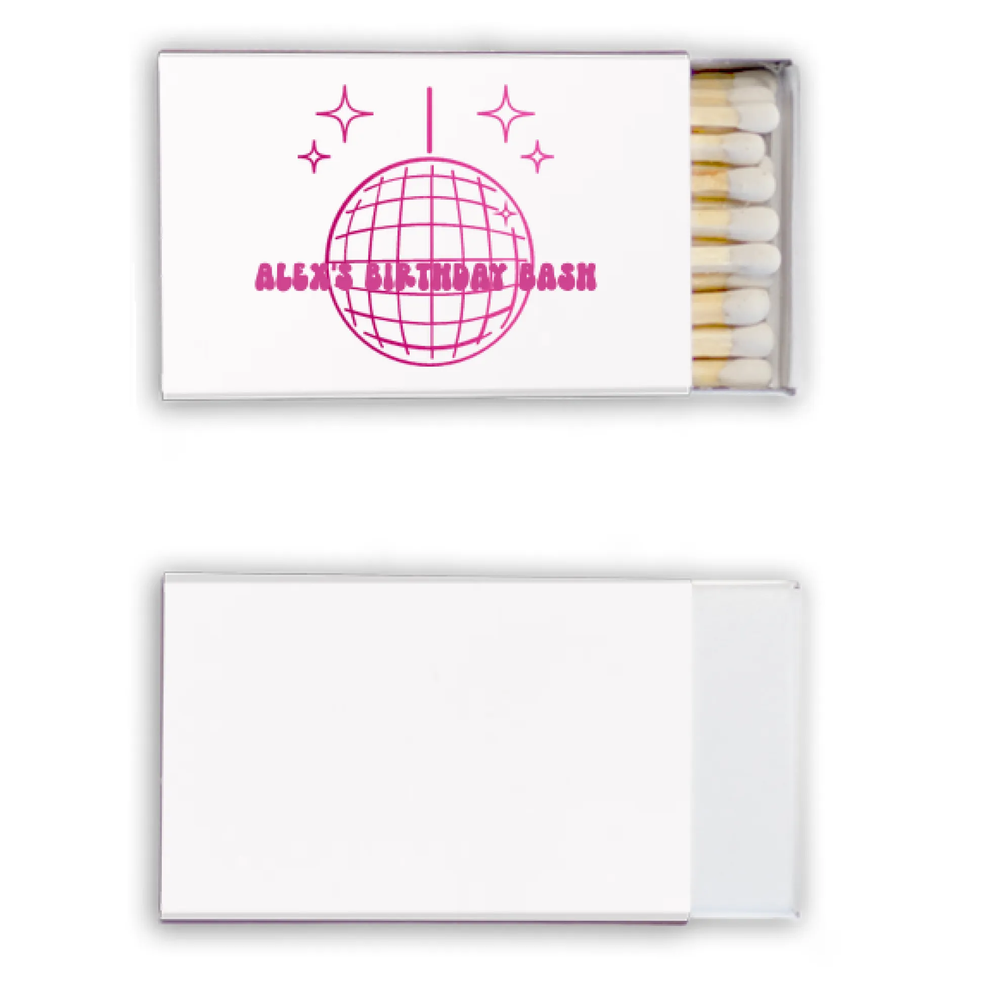 Disco Ball Custom Matches, Fuchsia Foil