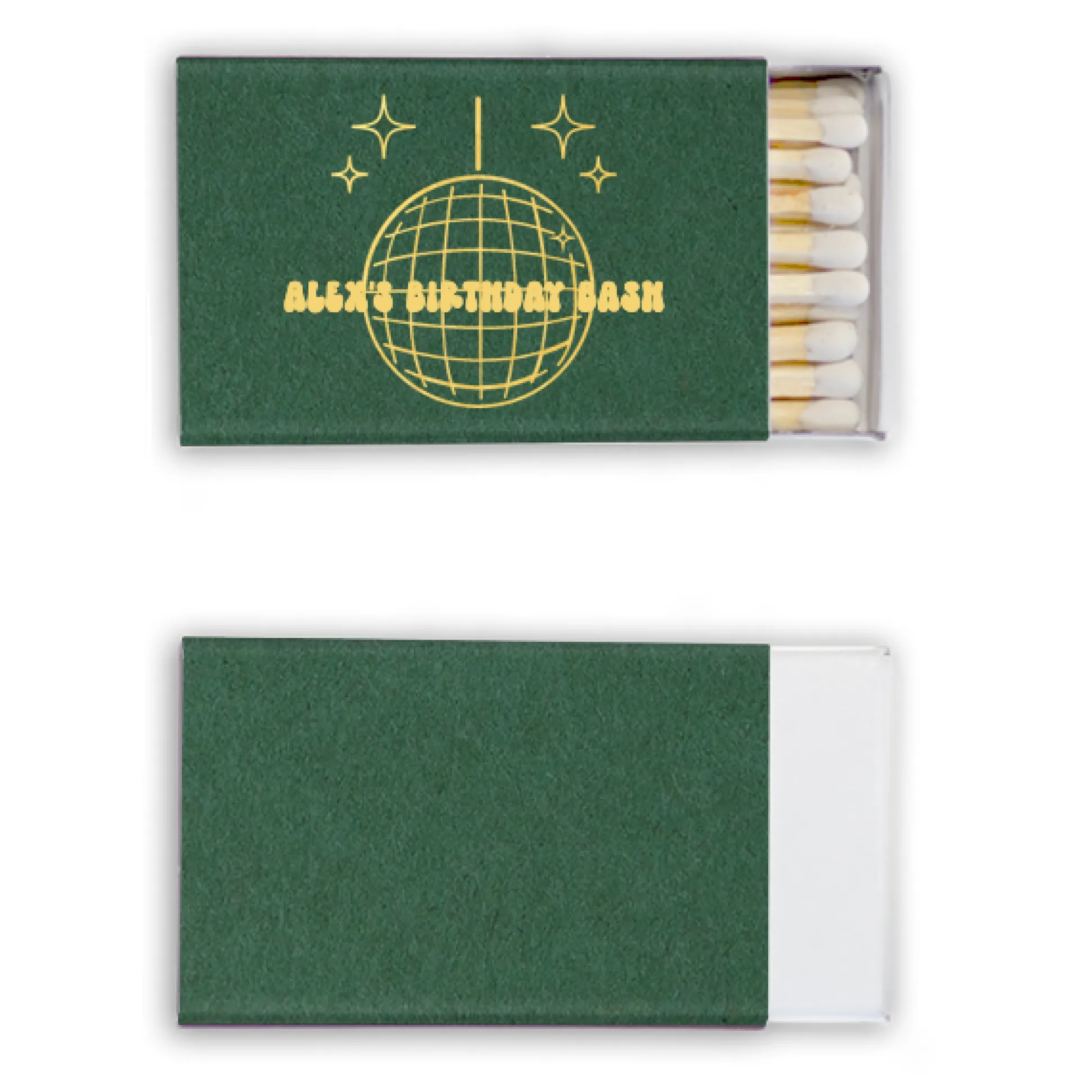 Disco Ball Custom Matches, Gold Foil