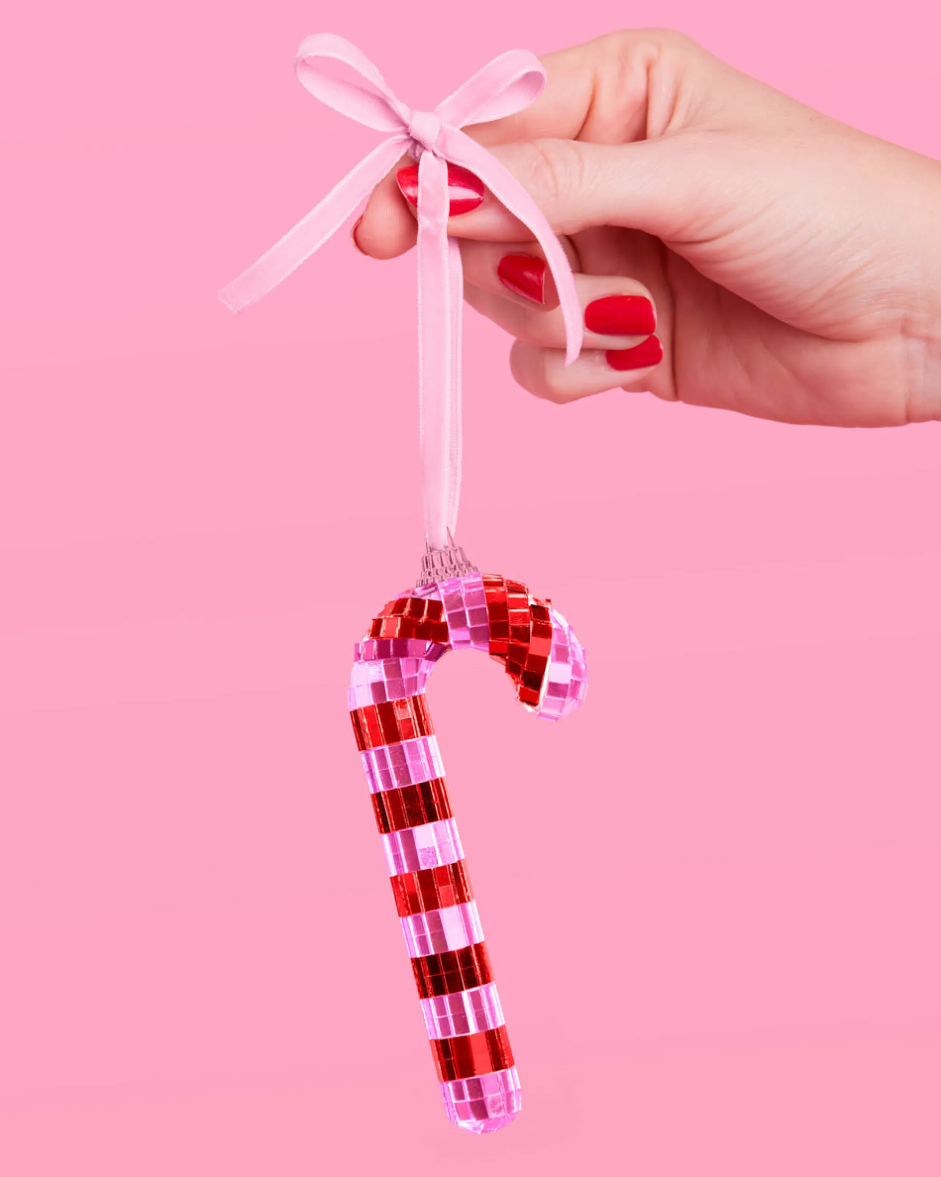 Disco Candy Cane Ornament - disco tiled ornament