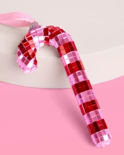 Disco Candy Cane Ornament - disco tiled ornament
