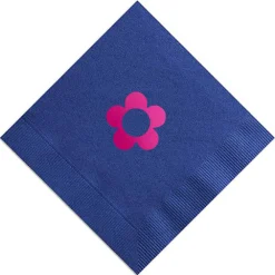 Disco Floral Initial Napkin, Fuchsia Foil