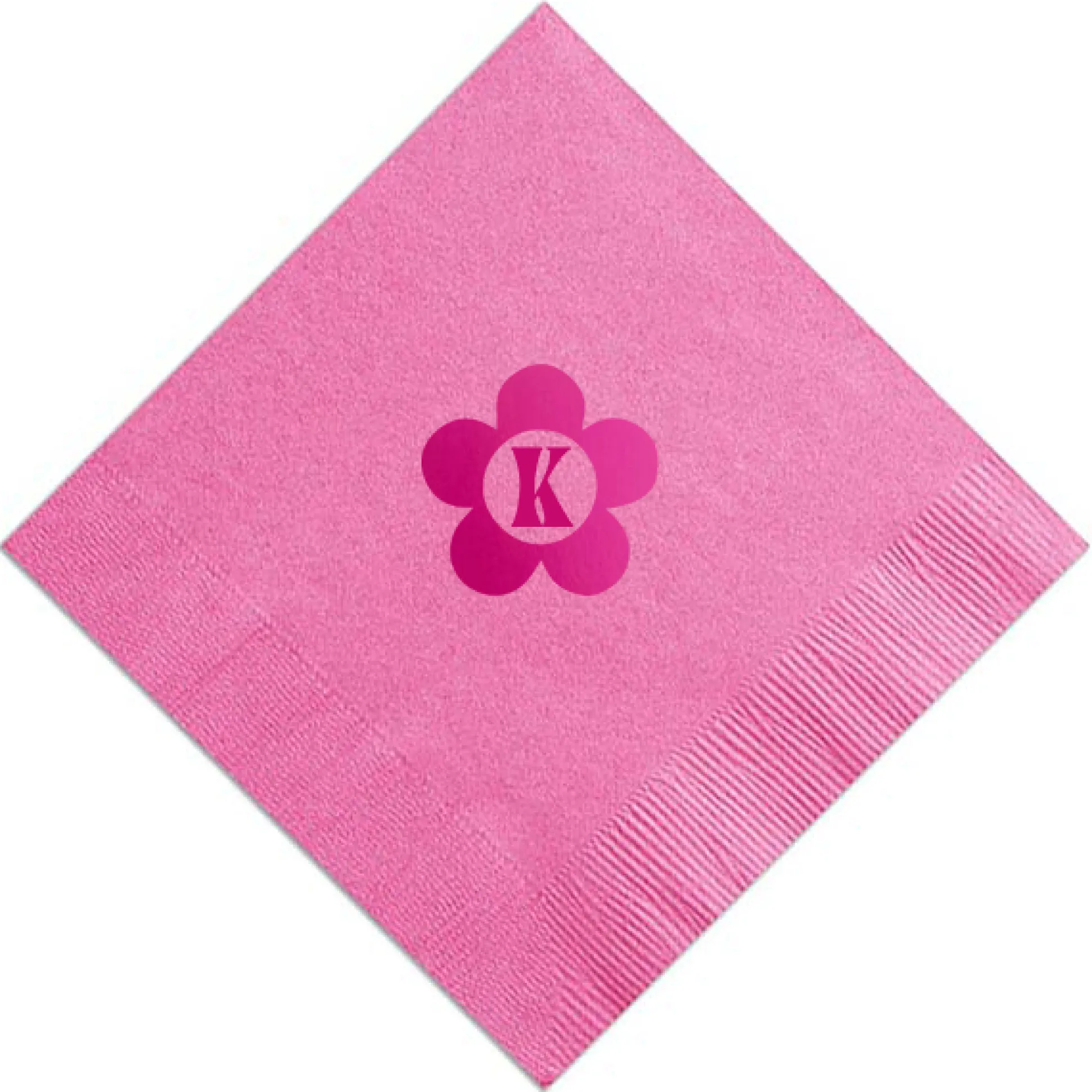 Disco Floral Initial Napkin, Fuchsia Foil