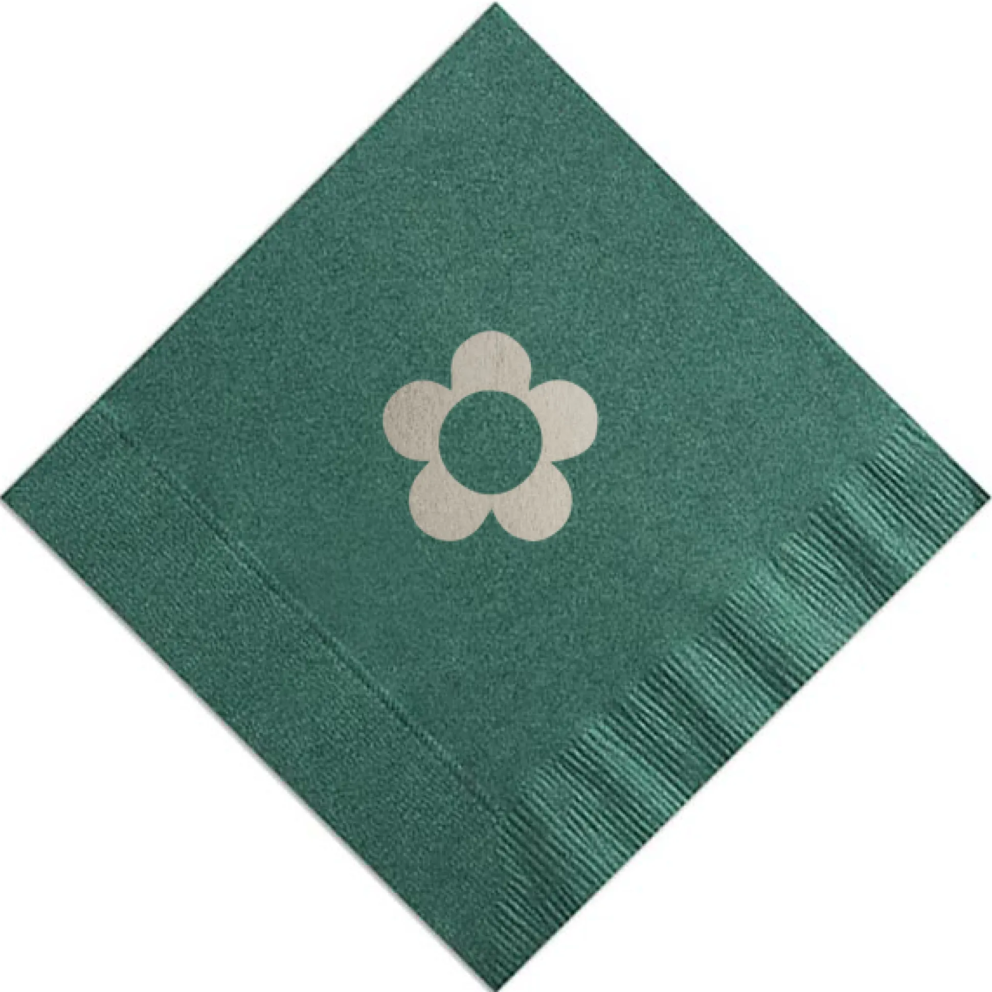 Disco Floral Initial Napkin, Silver Foil