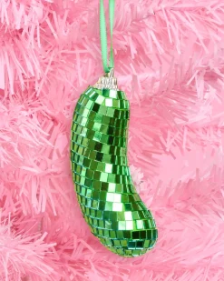 Disco Pickle Ornament - green disco ornament