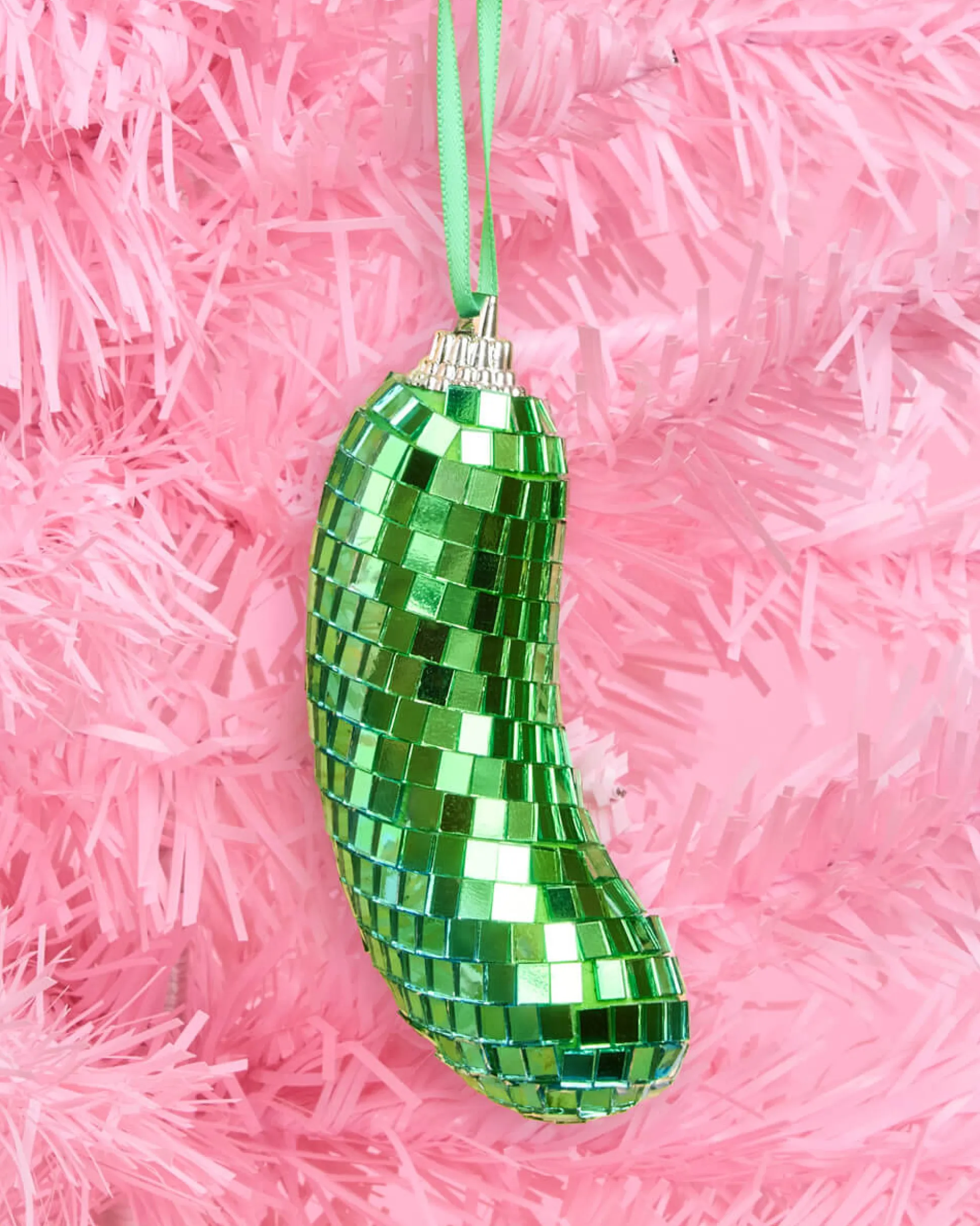 Disco Pickle Ornament - green disco ornament