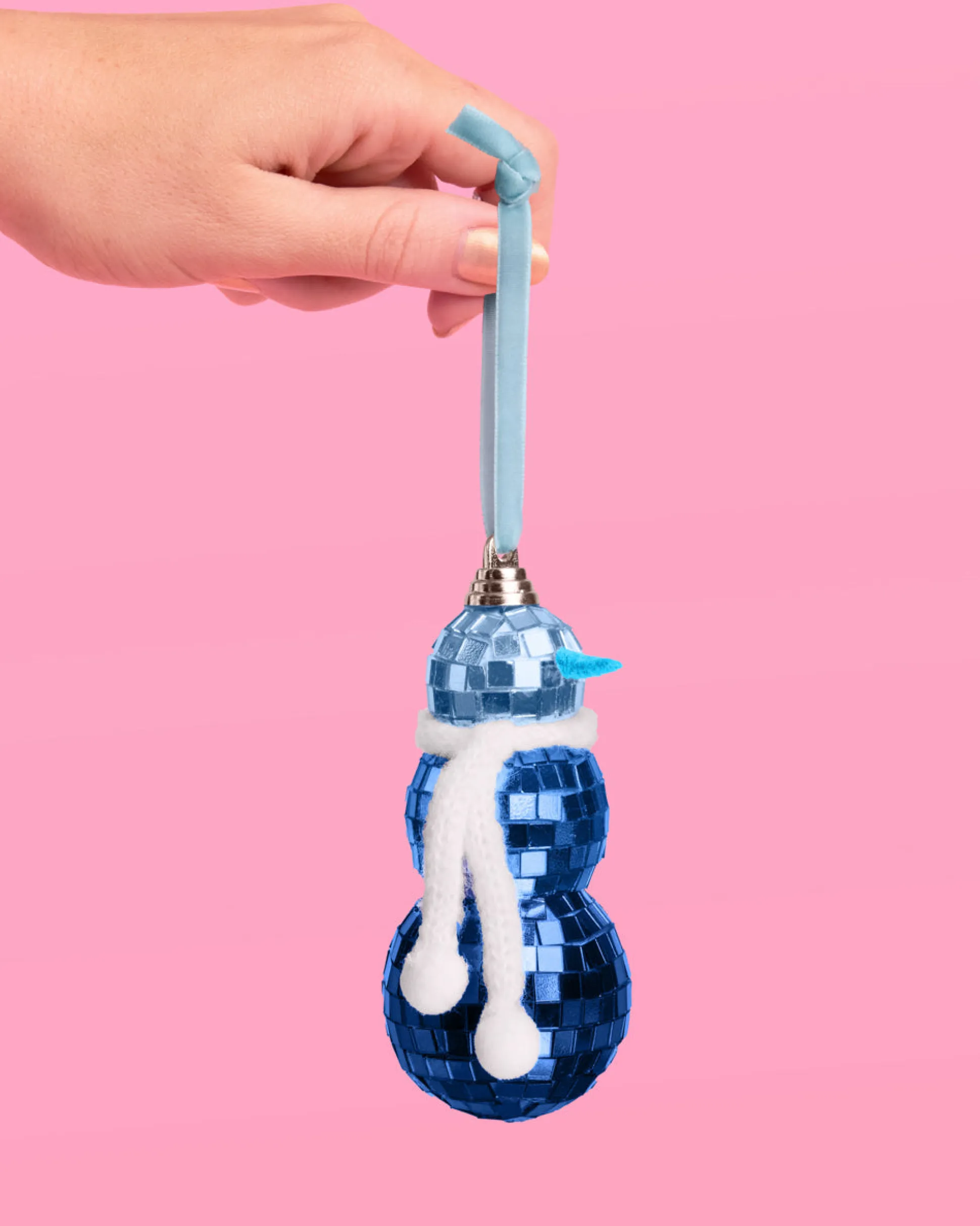 Disco Snowman Ornament - blue disco ornament