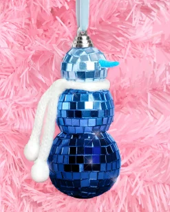 Disco Snowman Ornament - blue disco ornament
