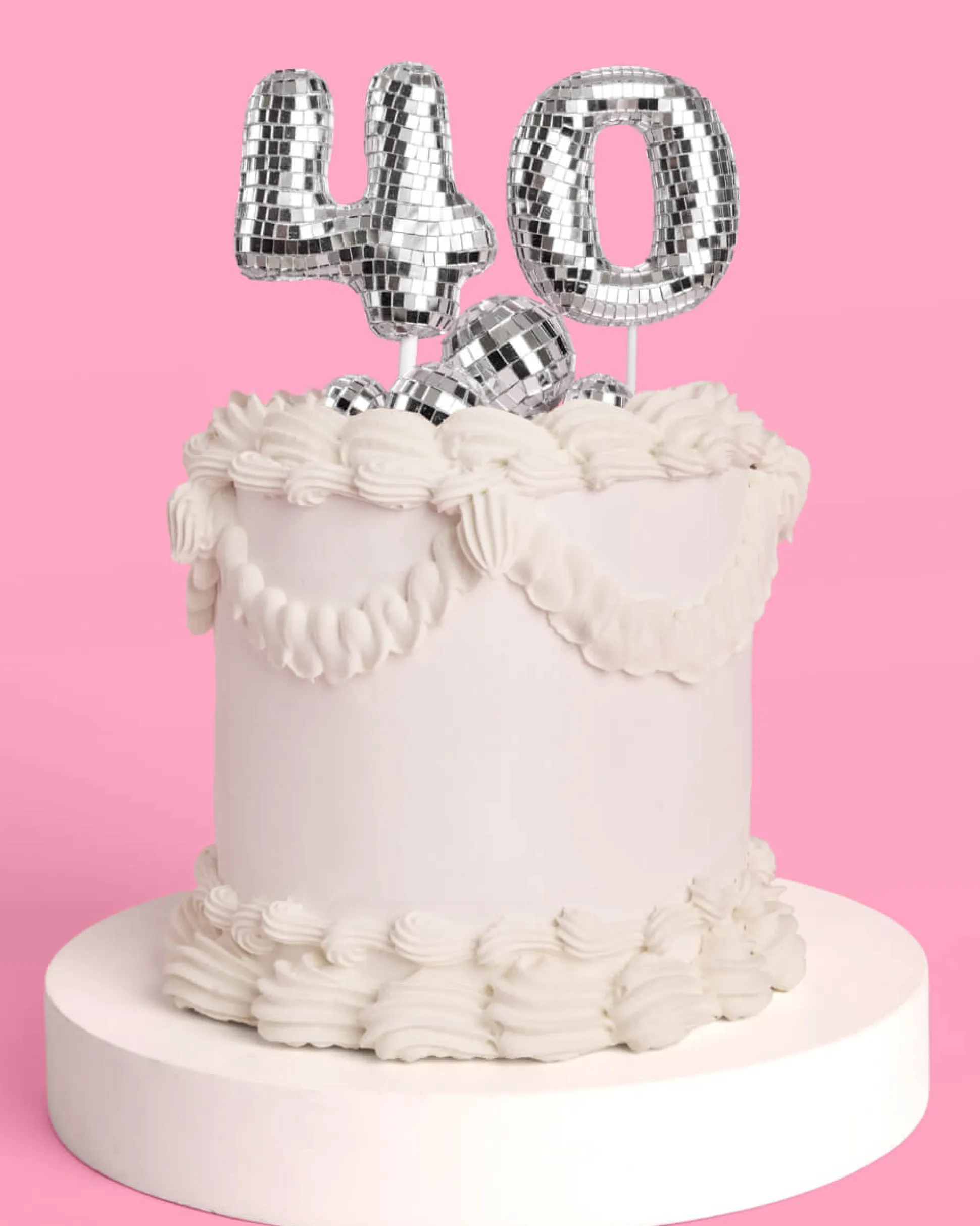 40 Disco Topper - 6 pc mirrored cake toppers