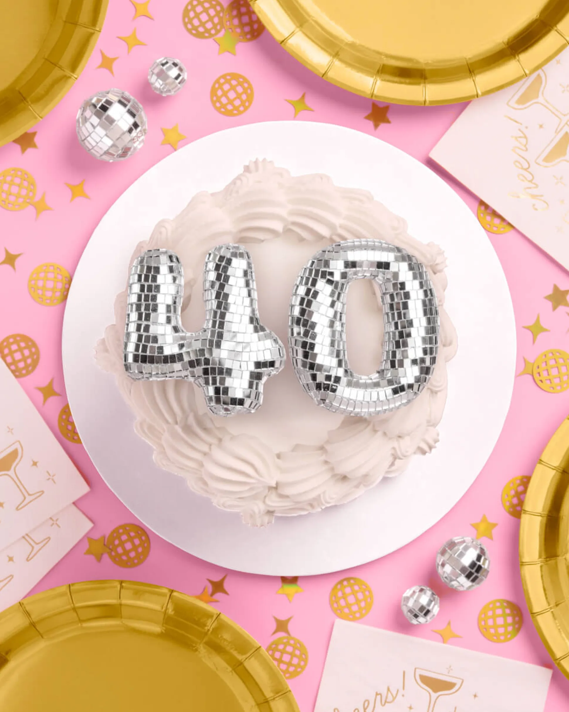 40 Disco Topper - 6 pc mirrored cake toppers