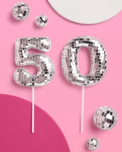 50 Disco Topper - 6 pc mirrored cake toppers