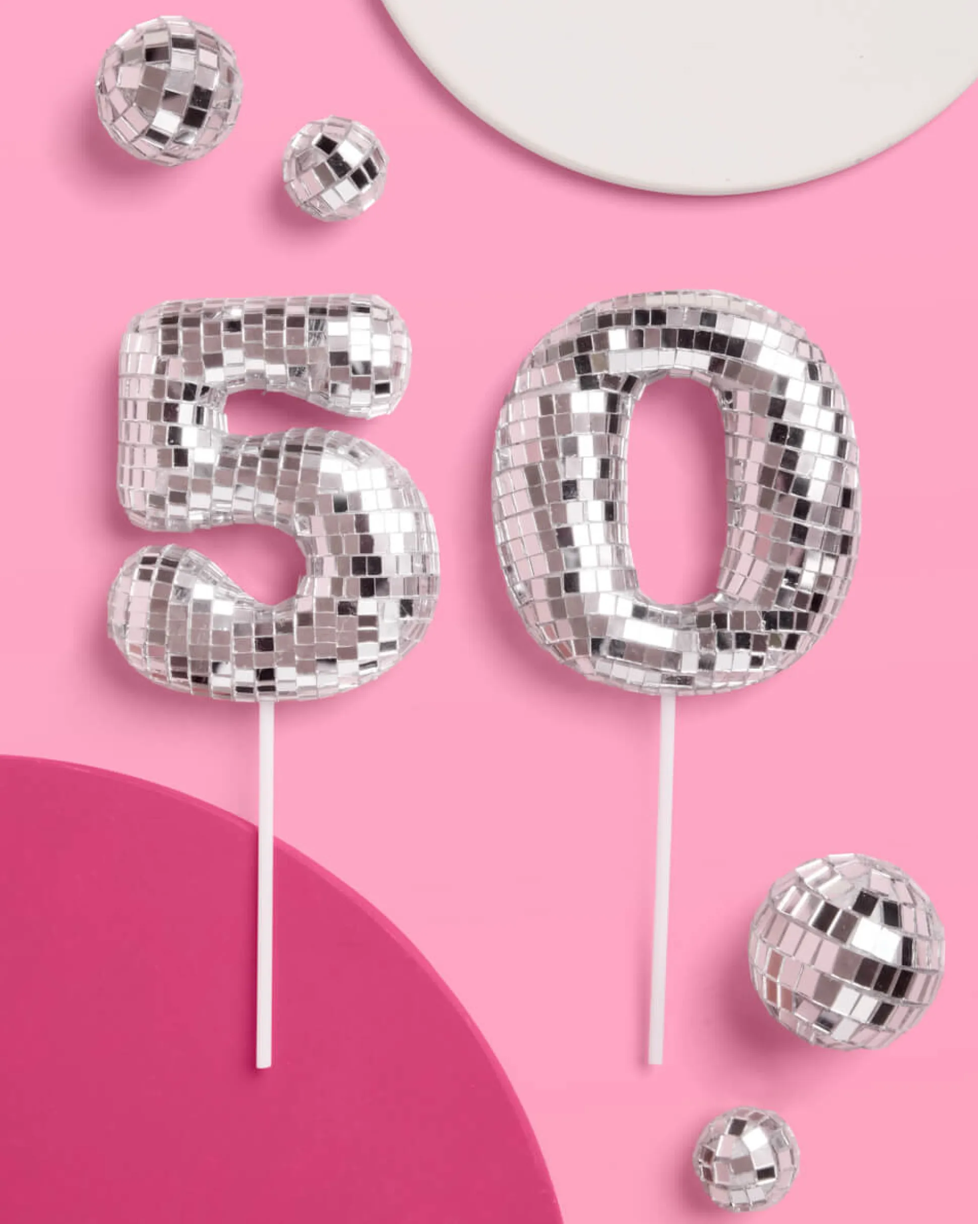 50 Disco Topper - 6 pc mirrored cake toppers