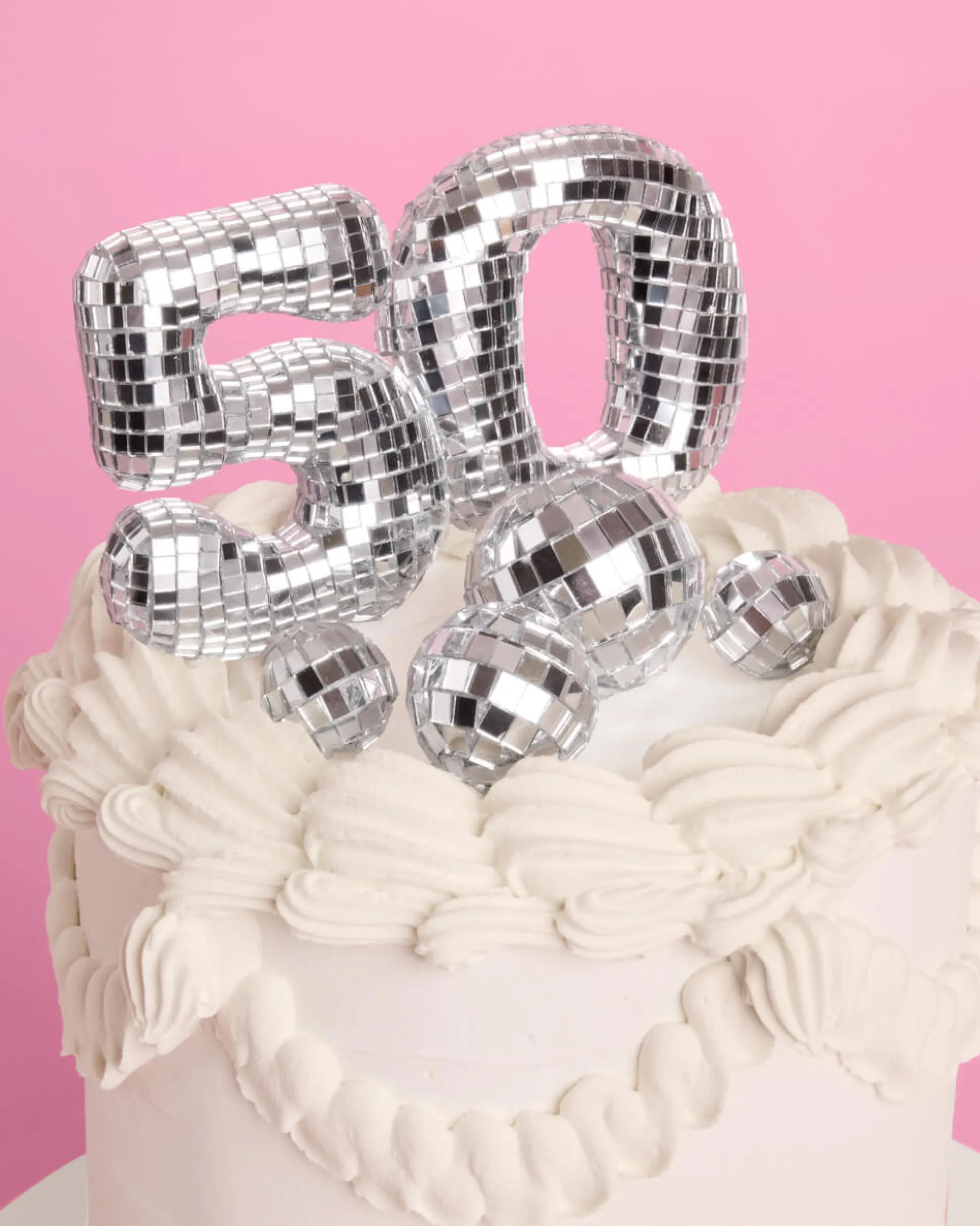 50 Disco Topper - 6 pc mirrored cake toppers