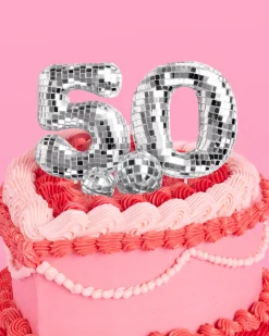 50 Disco Topper - 6 pc mirrored cake toppers