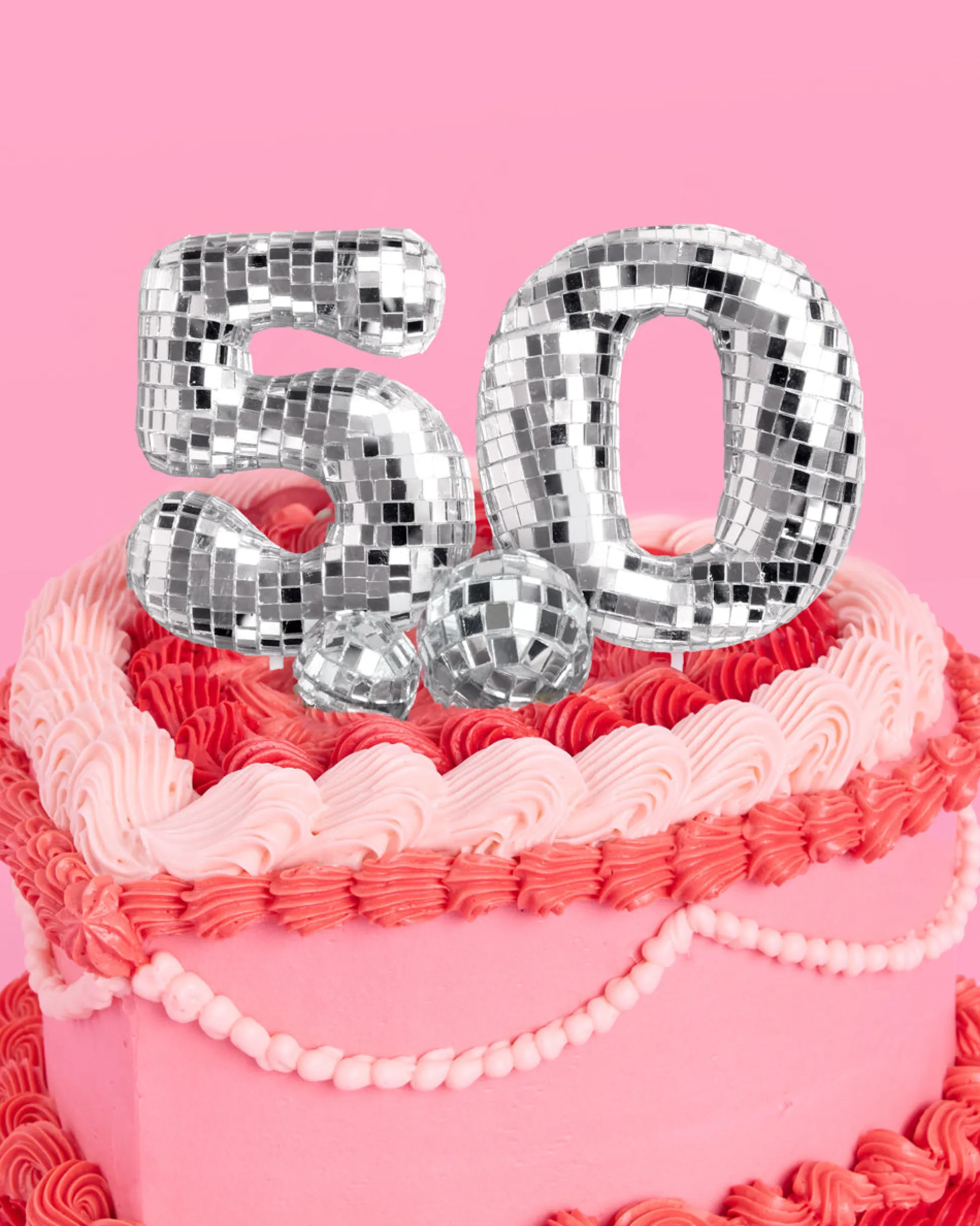 50 Disco Topper - 6 pc mirrored cake toppers