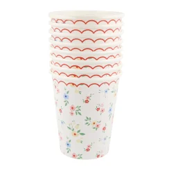 Ditsy Posy Scalloped Cups, Pack of 8