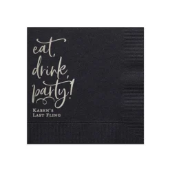 Eat, Drink, Party Cocktail Napkin, Silver Foil