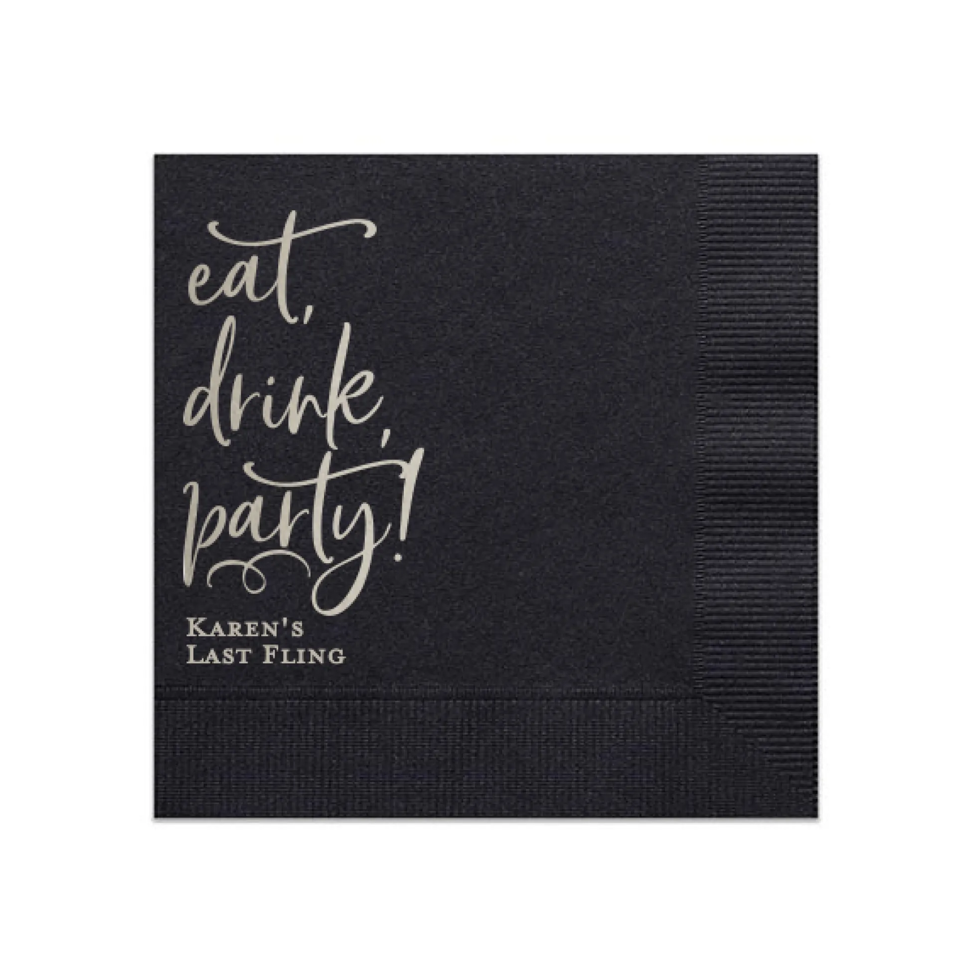 Eat, Drink, Party Cocktail Napkin, Silver Foil