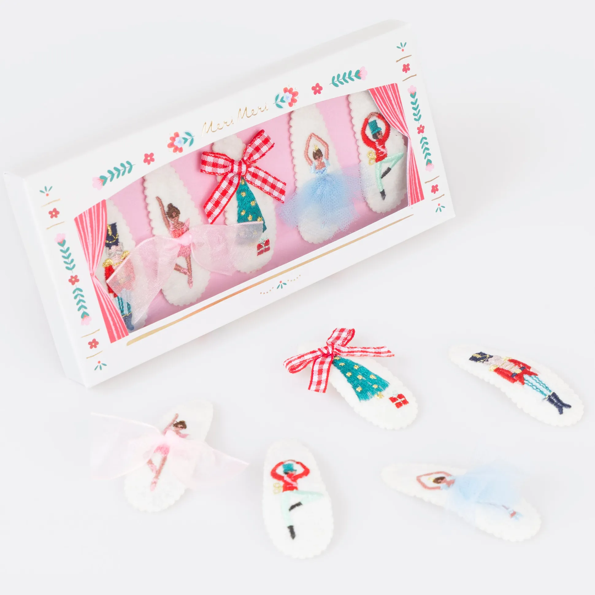 Embroidered Nutcracker Hair Clips