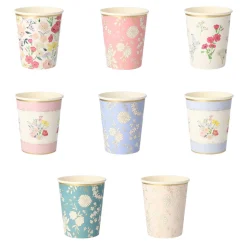 English Garden Party Cups, Pack of 8
