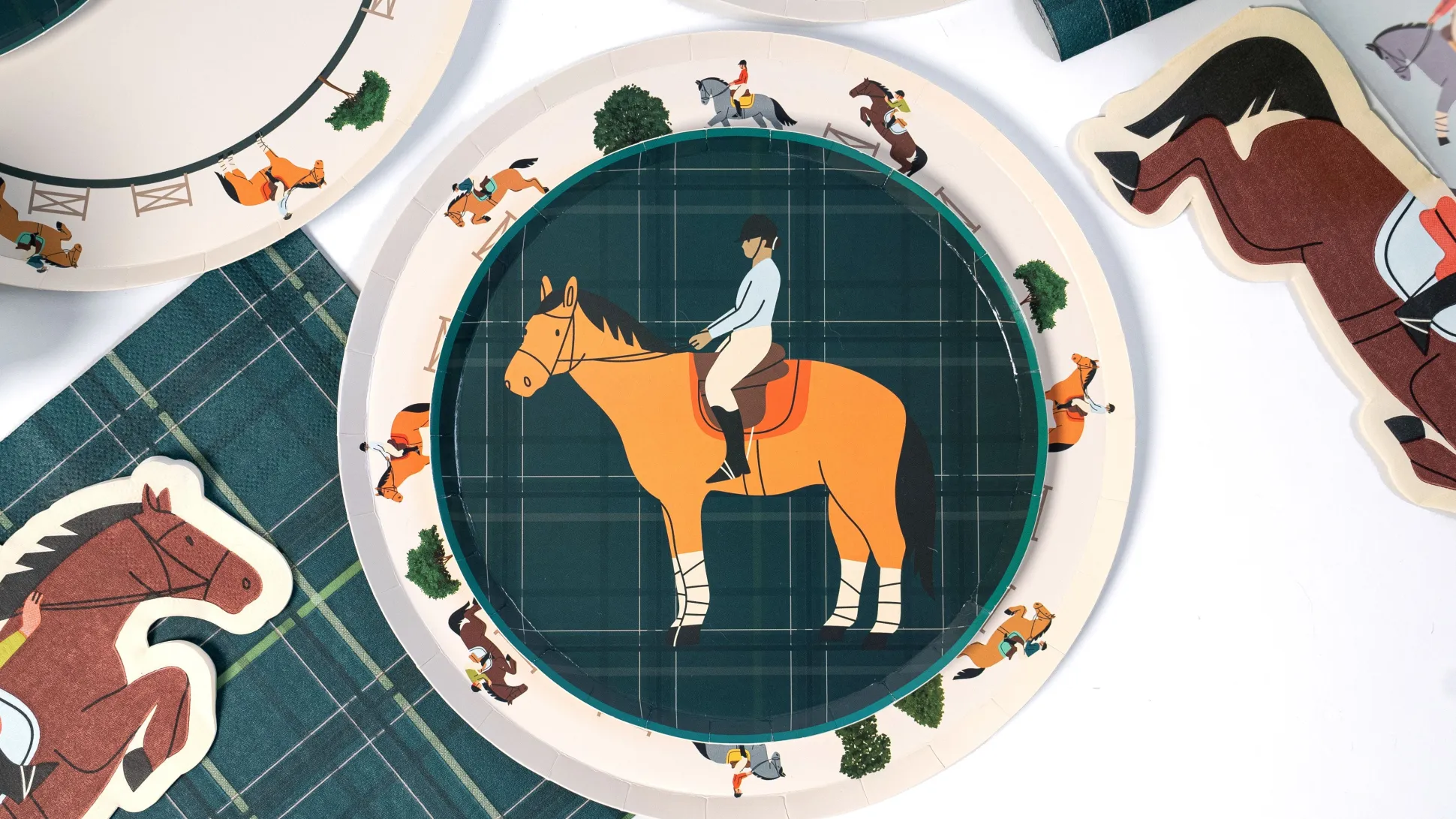 Equestrian Horse Dessert Plates, Set of 12