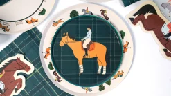 Equestrian Horse Riding Paper Dinner Plates, Set of 12